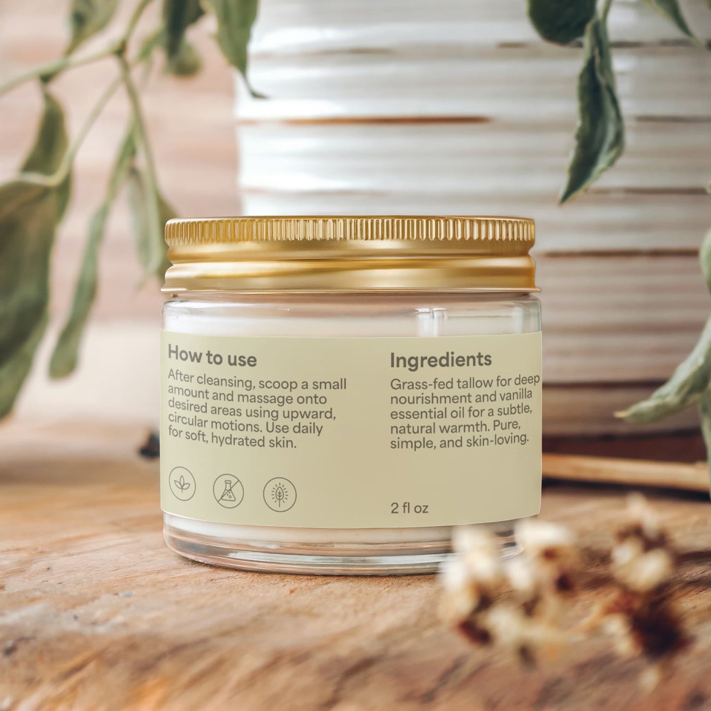 Grass-Fed Whipped Tallow Balm with Vanilla Bean