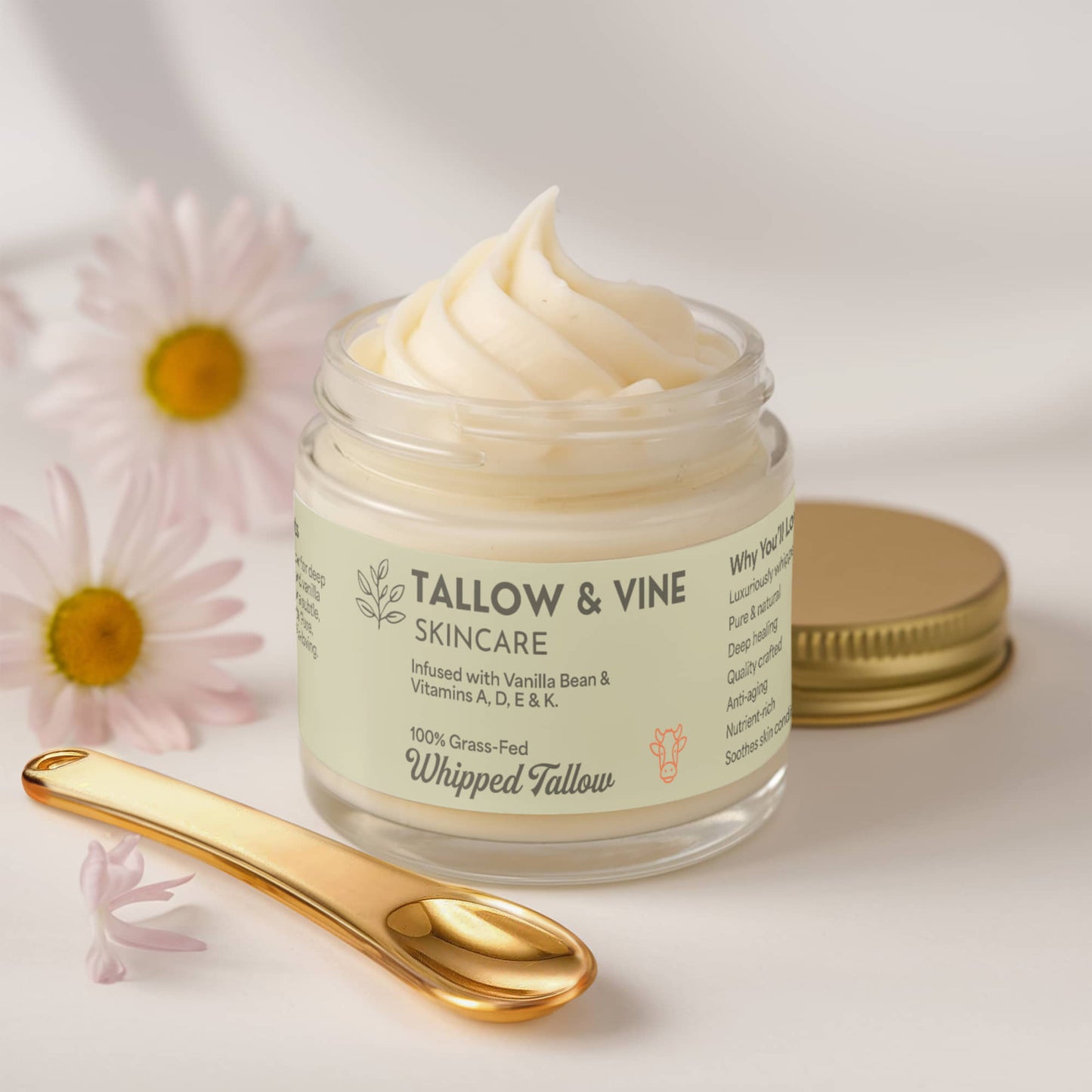 Grass-Fed Whipped Tallow Balm with Vanilla Bean