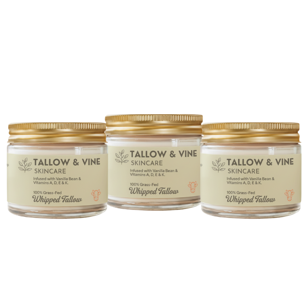 (3-Pack) 100% Grass-Fed Whipped Vanilla Bean Tallow Balm