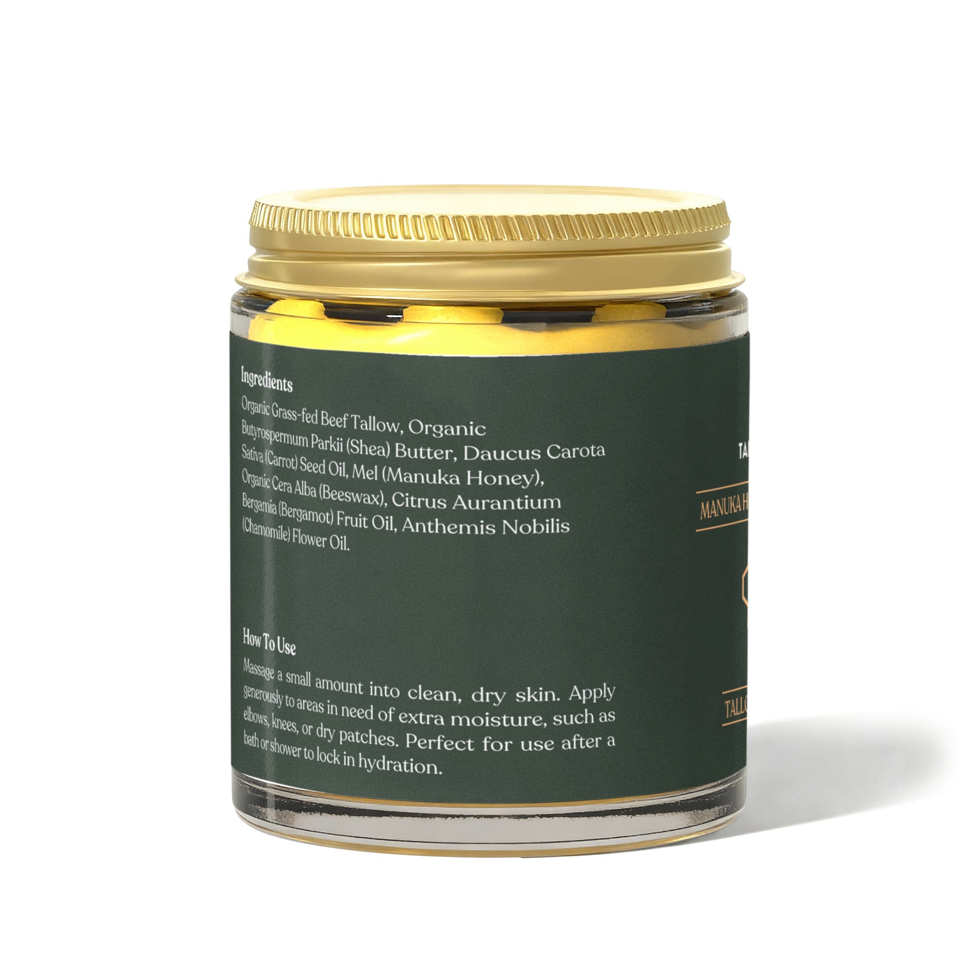 Manuka Honey Tallow side of jar