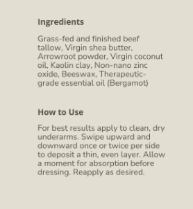 Tallow + Shea Butter Natural Deodorant (1-Pack)