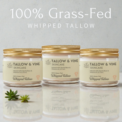 (3-Pack) 100% Grass-Fed Whipped Vanilla Bean Tallow Balm