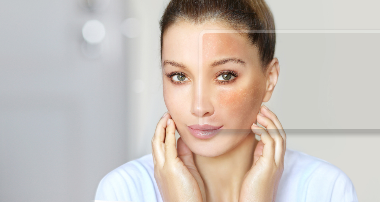 happy woman laying with eyes closed putting tallow on her face