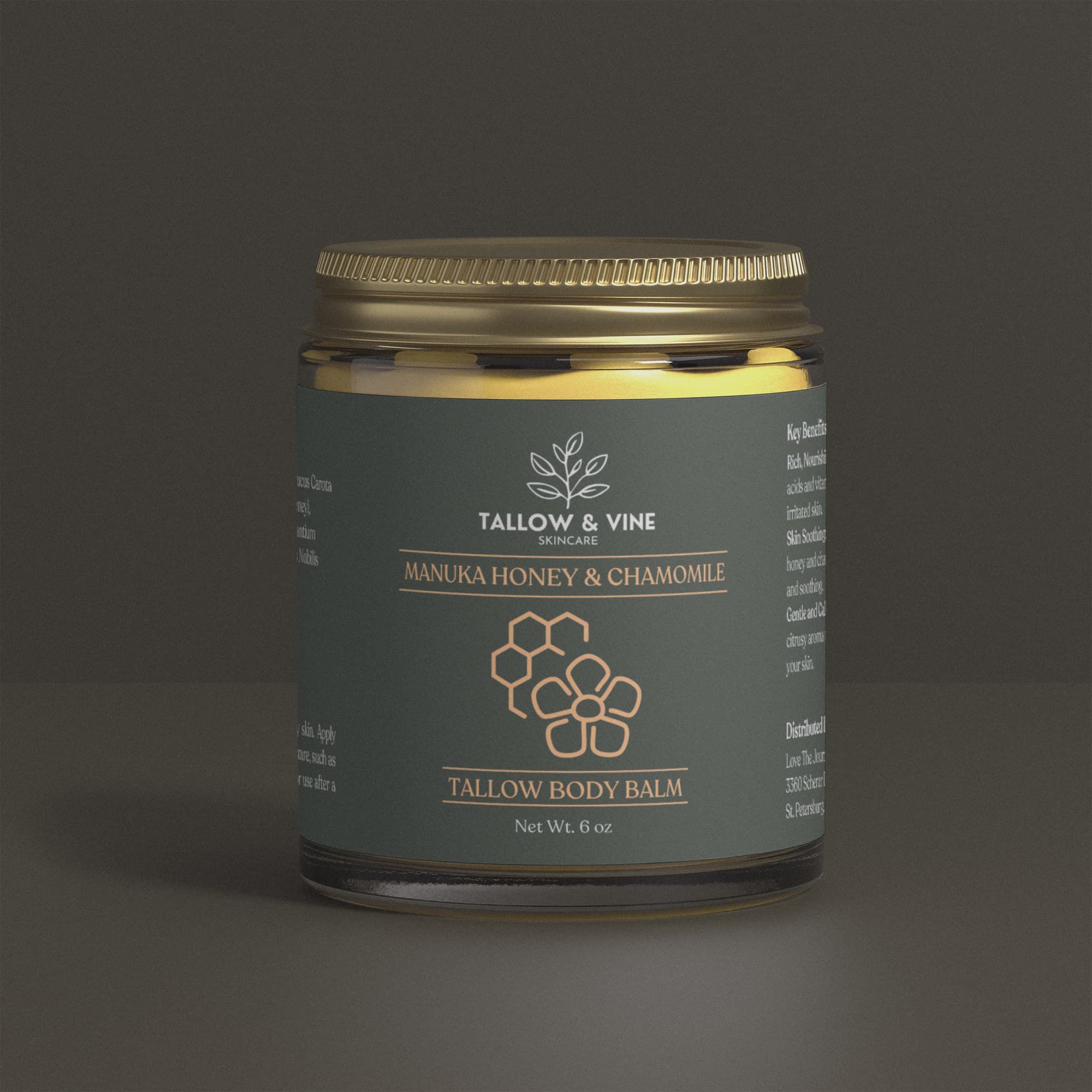 Honey Manuka Tallow jar gray background