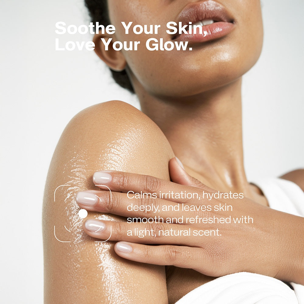 happy woman laying with eyes closed putting tallow on her face