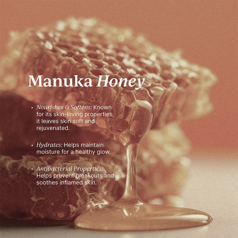 manuka honey infographic with honey image