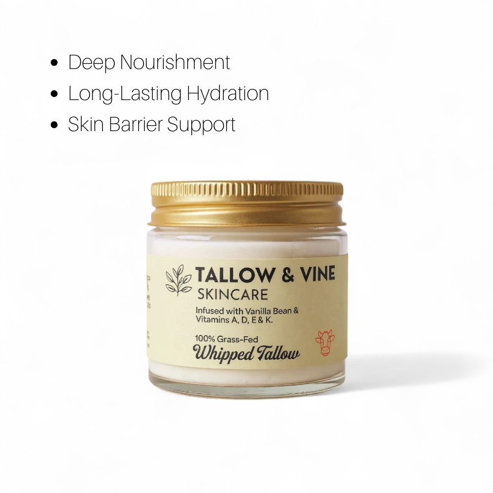 100% Grass-Fed Whipped Tallow Balm with Vanilla Bean